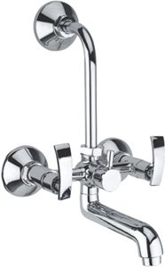 Grifo mezclador de pared 2 en 1 de latón cromado con soporte de banda para lavadora, grifo de agua para lavabo de baño y sistemas de doble salida - Product Image 3