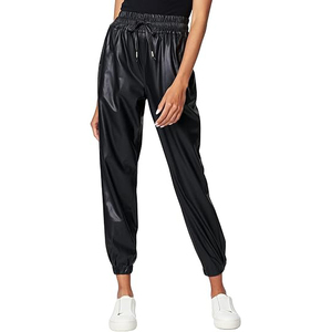Pantalones de Cuero para Mujer, Cintura Alta, Corte Regular, Elásticos, de Piel Sintética, Rectos, Casuales, Transpirables y Ecológicos - Product Image 1