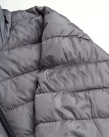 Veste matelassée en toile à capuche pour homme, gris uni, polyester, coupe-vent, manteau d'hiver décontracté, fermeture éclair, poches avant, broderie