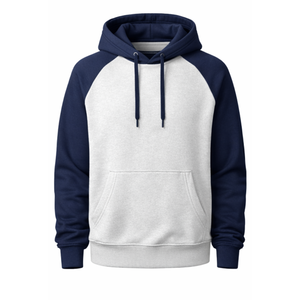 Sudadera deportiva para hombre de manga raglán bicolor, azul marino y gris jaspeado, estilo pullover, de alta calidad, estilo urbano. - Product Image 1