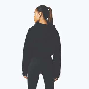 Sweat-shirt à capuche court noir pour femme, décontracté, à manches longues, style streetwear - Product Image 4