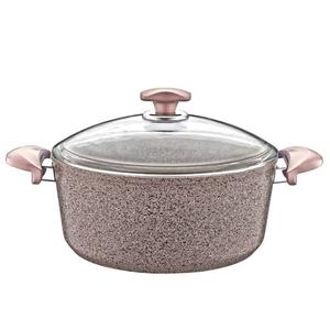 Casserole ronde en acier inoxydable avec couvercle en verre, revêtement antiadhésif, compatible gaz et induction, design moderne - Product Image 1