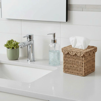 Boîte à mouchoirs carrée tissée à la main en corde de papier naturelle, best-seller, avec bord festonné, idéale pour la décoration de la maison, du salon et du bureau