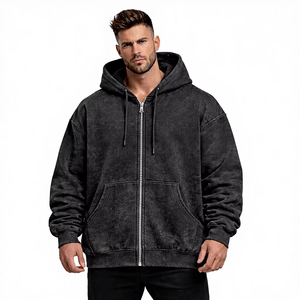 Sudadera con Capucha Unisex de Alta Calidad para Atletas, con Lavado Ácido, Cremallera Completa, Forro Polar Grueso y Cálido, Estilo Casual Urbano Oversize, de Secado Rápido, 100% - Product Image 1