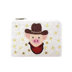 Classic Beaded Coin Purse Pearl and Diamond Beaded Make up <b>Bag</b> Wedding or Party Gift for Her - Product Image 3