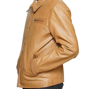 <b>Men</b> Classic Genuine <b>Leather</b> <b>Jacket</b> Soft Comfortable Casual Full Zip Durable Everyday Regular Fit Outerwear - Product Image 3