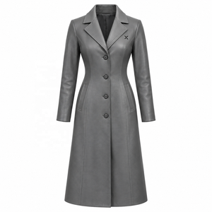 Manteau en cuir véritable pour femmes |   Gris Chameau Noir |   Fabricant OEM ODM |   Conception de qualité supérieure |   Vêtements en cuir | - Product Image 1