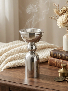 Luxury Stainless Steel Bakhoor Burner with Pedestal Base and Decorative Bowl for Incense Burning <b>Home</b> Decor and Tabletop - Product Image 5