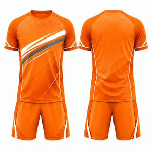 Conjunto de Camiseta y Pantalones Cortos de Fútbol Personalizados con Nombre del Jugador por Transferencia Térmica, Unisex, OEM, de Secado Rápido, Transpirable, Resistente al Viento, con Cuello en V - Product Image 4