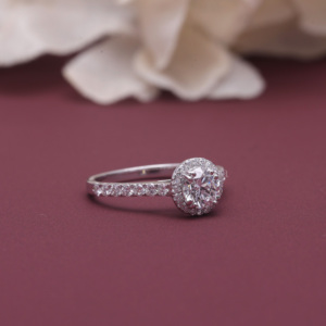 IGI Certified Lab Grown Round Brilliant Cut Diamond Halo Engagement <b>Ring</b> 14K White / Rose And Yellow Gold Round Cut Diamond <b>Ring</b> - Product Image 2