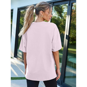 Camiseta Oversize de Cuello Redondo para Mujer, Color Liso, Manga Corta, Ajuste Holgado, 100% Algodón Jersey, Transpirable, Ecológica, Hombro Caído - Product Image 4