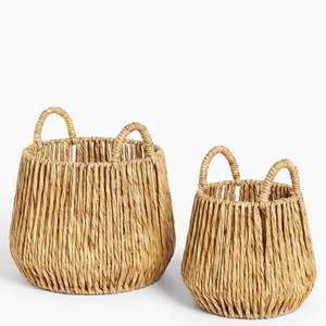 Panier de rangement en jacinthe d'eau tissé à la main avec poignées nouveau panier durable fait main de haute qualité pour la lessive - Product Image 1