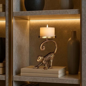 Flame Atelier - Portavelas con diseño de mono, 15,8 cm, decoración del hogar, soporte de metal duradero - Product Image 6