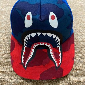Cartoon Shark Mouth 3D Embroidery Washed Chains Snapback <b>Cap</b> Blue Red <b>Camo</b> Unisex 6-Panel Adjustable Street Style Hat - Product Image 5