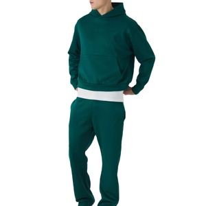 Conjunto Deportivo con Capucha para Hombre, Color Sólido, Sudadera y Pantalones Largos con Bolsillos Laterales, Ropa Casual de Otoño - Product Image 1