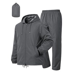 <b>Mens</b> Rain <b>Suit</b> <b>Waterproof</b> Rain Jacket with Rain Pants 2 Piece Set Lightweight Packable Raincoat with Hood Casual Outdoor Jackets - Product Image 1