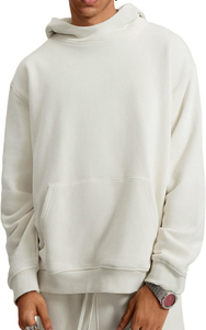 เสื้อฮู้ดโอเวอร์ไซส์แบบยูนิเซ็กซ์ สีพื้น ผ้าฝ้ายเฟรนช์เทอร์รี่ สวมใส่สบายๆ สำหรับฤดูใบไม้ร่วง มีกระเป๋า ดีไซน์แขนเสื้อแบบปกติ - Product Image 5