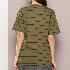 High Quality Knitted Customize women stripe t-shirt Ladies Short Sleeve TShirt Fashion <b>Tops</b> Hip Hop Styles stretch <b>crop</b> tees BD - Product Image 3