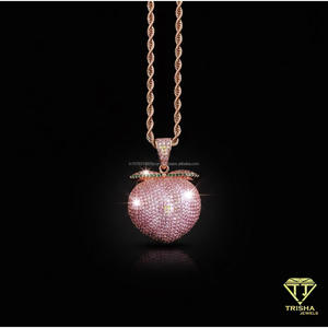 Colgante de Lujo de Moissanita con Forma de Durazno, Plata de Ley 925, Rosa, Estilo Iced Out, Collar Personalizado Hip Hop - Product Image 4
