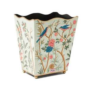White Gold Metal Trash Can Round Painted Waste Basket <b>Bin</b> Storage Container Container With Claw Feet For Office Hotel - Product Image 3
