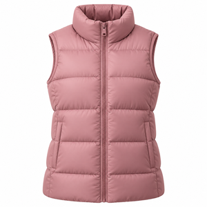 Nylon Quilted <b>Puffer</b> <b>Vest</b> with Zipper Closure Sleeveless Breathable & Quick Dry Customizable Plus Size Women's Winter Warm - Product Image 1