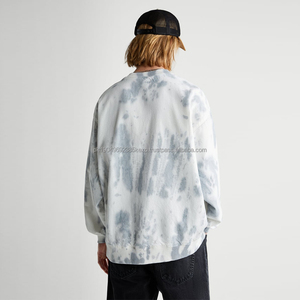 Sweatshirt à capuche à col rond pour hommes, surdimensionné, avec épaules tombantes, pour automne, blanc, gris, avec cravate - Product Image 3