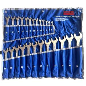 50% SALE CRV Type 12 Combination <b>Spanner</b> <b>Set</b> Durable Chrome-Plated Steel Hand Tool SAE <b>Metric</b> Sizes Open End Wrench NEW 2026 - Product Image 1