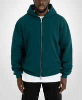 Sudadera con capucha y cremallera para hombre, 100% algodón, 380 GSM, gruesa, estilo casual oversize, suéter polar, superventas directo de fábrica
