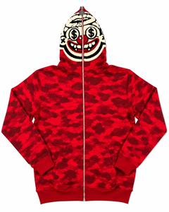 Men's <b>Red</b> Camouflage Pullover Hoodie Clown Face Print Full Sleeve Streetwear Knitted Cotton Breathable Quick Dry Sweatshirt - Product Image 1