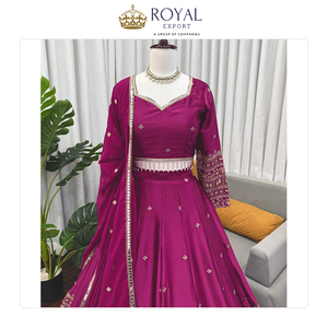 Unique Modern Designer Wedding Wear Collection of Indian Clothing Japan <b>Satin</b> with Thread Sequence Work Lehenga Choli for Sale - Product Image 6