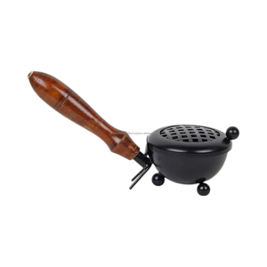 Iron Bakhoor Burner with Wooden Handle Charcoal Incense Holder Portable Aromatherapy Burner Home <b>Decoration</b> - Product Image 1