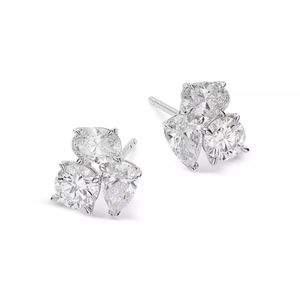 Pendientes de Diamantes Cultivados en Laboratorio con Tres Piedras Personalizados, Oro Real de 14K y 18K, Certificados por IGI, Estilo Trío, para Mujer - Product Image 2
