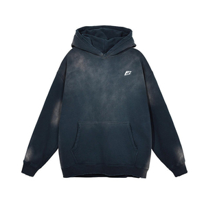 Sudadera con capucha OEM personalizada para hombre, de algodón grueso, estilo vintage lavado, teñida lisa, con efecto ácido, venta al por mayor Y2K - Product Image 2