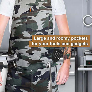 Tablier de charpentier réglable en coton robuste avec sangles croisées et sac à outils, couleur personnalisable, uniforme de travail pour le personnel de restaurant et de bar - Product Image 2