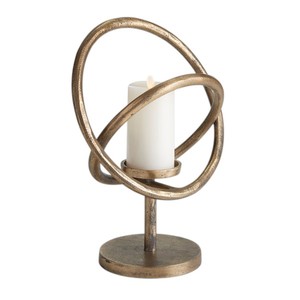 Porte-bougie Hurricane doré, cadre métallique rectangulaire, lanterne en verre, base sphérique, décoration moderne pour table de mariage et maison - Product Image 6