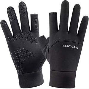 Guantes Deportivos de Piel para Pesca con Mosca, Medios Dedos, Negros y Grises, de Secado Rápido, Accesorios de Pesca para Exteriores, 1 Par - Product Image 5