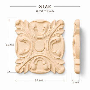 Aplique Decorativo de Madera de Arce Sólido con Roseta Floral, Tallado en Madera para Gabinetes de Cocina, Roseta de Madera Sólida - Product Image 2