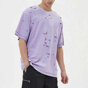 Wholesale Oversized Acid Wash Distressed T Shirt Men Heavyweight 100% Cotton Vintage Blank Tee - Product Image 3