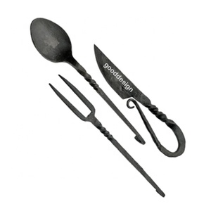 Wholesale Rustic Cutlery Set of 3 High Quality 304 Stainless Steel Forged Spoon Fork Knife for Luxury Hotel Flatware Sets - Product Image 3