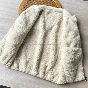 Manteau d'hiver Sherpa Casual Hooded Coat Thick Warm Stand Collar Zip Outdoor Windbreak Soft Comfortable Fleece Solid Color 100% Nylon - Product Image 5