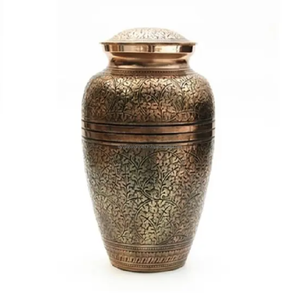 Urnas de cremación funeraria de metal de latón para cenizas humanas Urna de cremación de metal hecha a mano - Product Image 1