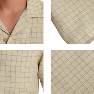 Camisas de Manga Corta para Hombre, Color Beige, Personalizables, Casuales, de Verano, Tejido Suave y Cómodo - Product Image 2
