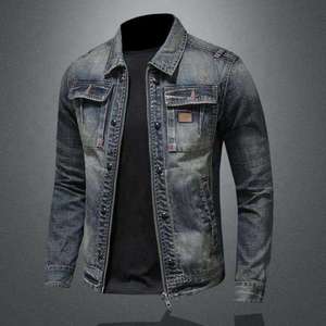 Veste en jean slim pour homme, chaude pour l'hiver, classique en coton, vêtement d'extérieur décontracté, vente en gros - Product Image 3