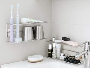 Wall Mounted Stainless Steel <b>Toothbrush</b> <b>Holder</b> Bathroom Organizer for Electric <b>Toothbrushes</b> Toothpaste Cups - Product Image 2