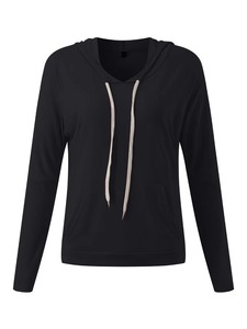 Sudadera Ligera Personalizada para Mujer, Cuello en V, Manga Larga, Algodón Jersey, con Cordón, Estilo Pullover, Venta al por Mayor OEM - Product Image 2