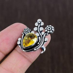 Anillo de Citrino Facetado, Estilo Boho, Plata de Ley 925, Hecho a Mano, Joyería con Piedras Preciosas, Regalo de Lujo para Mujer - Product Image 2