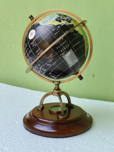 Globe terrestre en laiton fait main avec base en forme de boussole |   Décoration de bureau nautique antique - Product Image 4