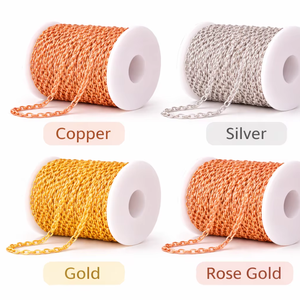 Cadena de Cobre con Eslabones Ovalados Chakralume de 4x6 mm, 1 Metro, Chapada en Oro, Plata y Oro Rosa, Sin Níquel, Antideslustre, para Fabricación de Joyería, Venta al por Mayor, DIY - Product Image 1