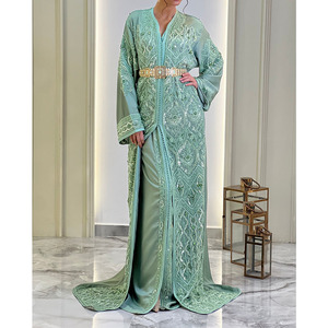 Robe de mariée marocaine longue en mousseline, style Abaya modeste coupe trapèze, sur mesure, vêtements de mariage traditionnels, vente en gros - Product Image 1