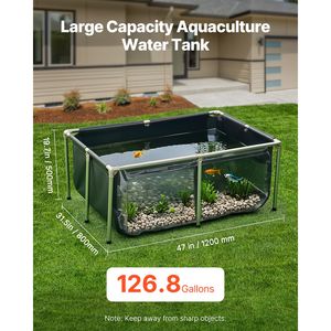 Vasca per Pesci Fuori Terra in PVC Canvas da 475 Litri con Pannello Trasparente, Vasca Rettangolare per Koi e Pesci Rossi con Motivo a Quadretti - Product Image 2